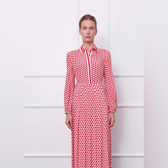 Mergim size 3 pink and red silk dress - Picture 1 of 5